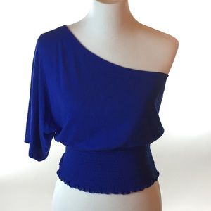 One shoulder, off shoulder top blue size sm md